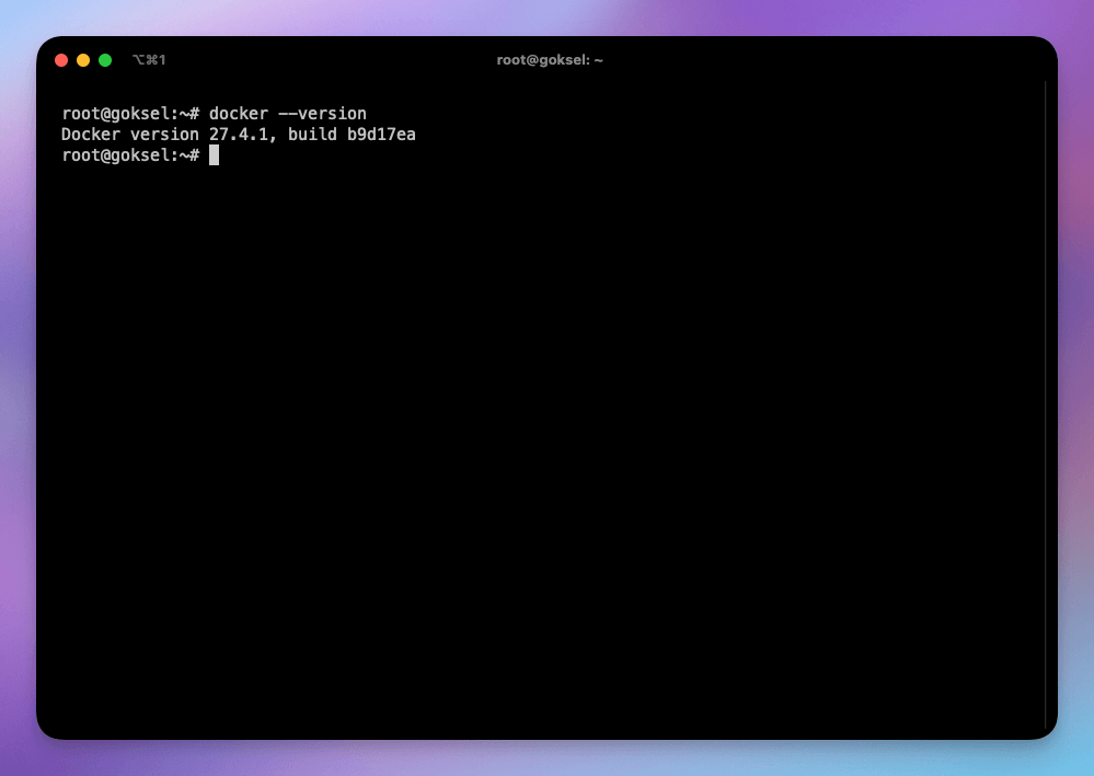 A terminal showing the installed Docker version on Ubuntu.